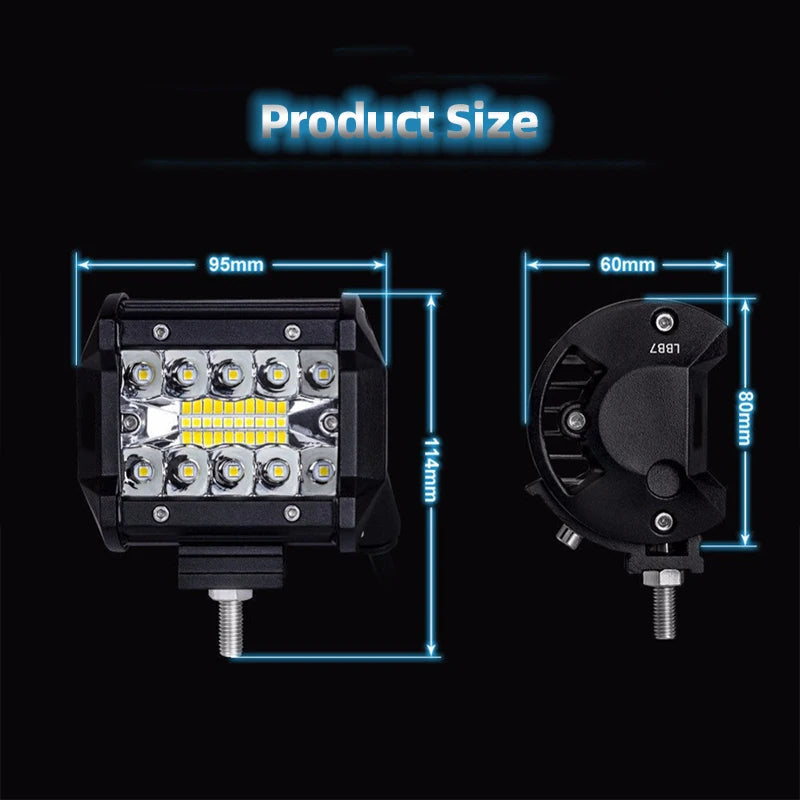 Inch 2PCS Work Spot Flood Combo Bar Offroad Working