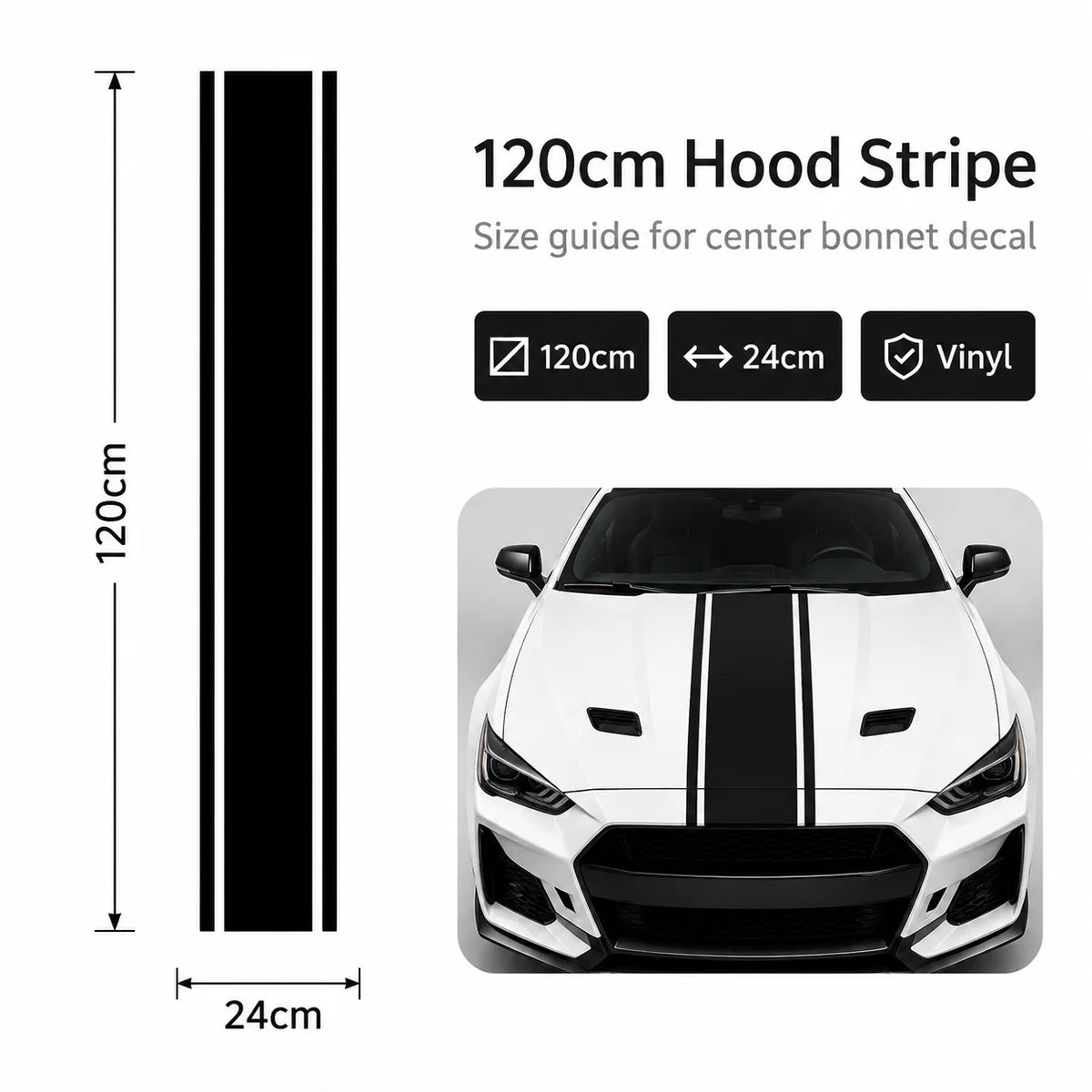 Minimal Sport Hood Sticker 120 24CM Waterproof Vinyl Bonnet