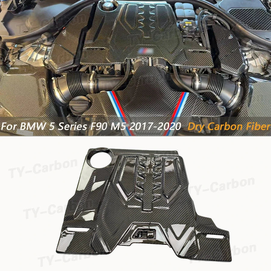 For BMW M5 F90 M8 F91 Dry Carbon Fiber Engine Cover F92 F93