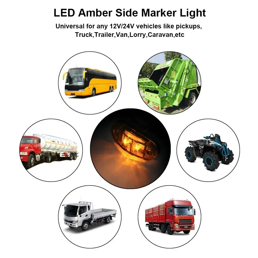 For Trailer 2PCS 12V 24V Truck Daytime Running Drl Lamps Warning