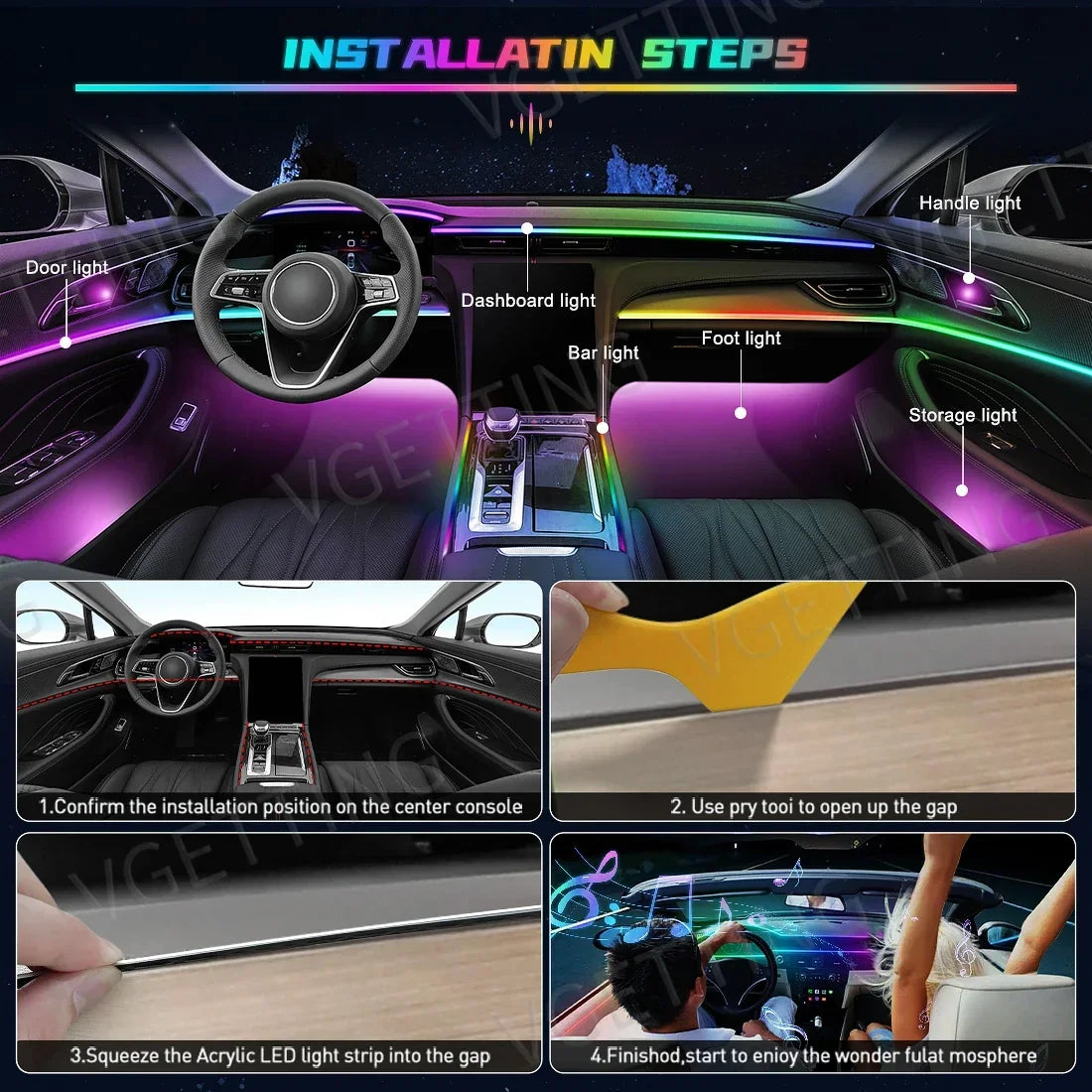 Vgetting In Ambient Dual Zone Symphony RGB Interior Acrylic