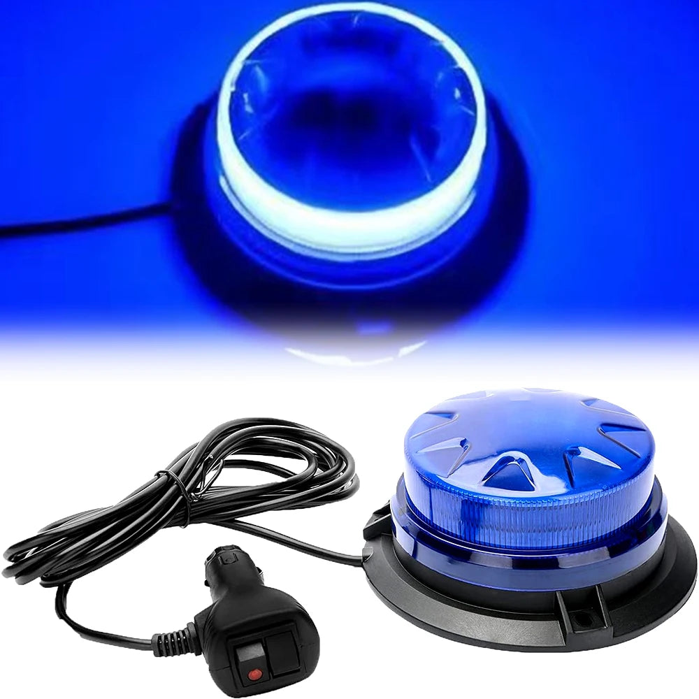 For Vehicle Forklift 24 Blue Strobe Roof Flash Warning Beacon