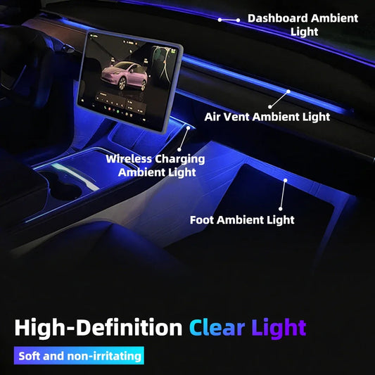 For Tesla Air Vent Ambient Sensor Switch USB Hub RGB Flow