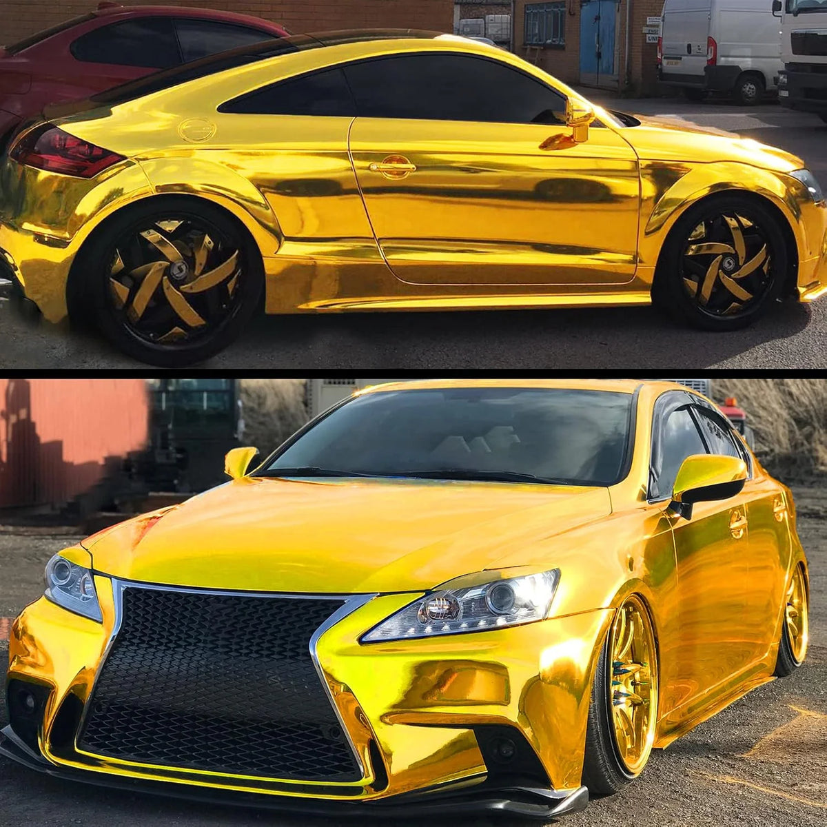 Glossy Chrome Gold Vinyl Film Wrapping Motorcycle Waterproof
