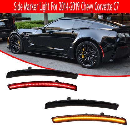 For 2014-2019 Chevrolet Corvette C7 Front Amber Rear Red Bumper