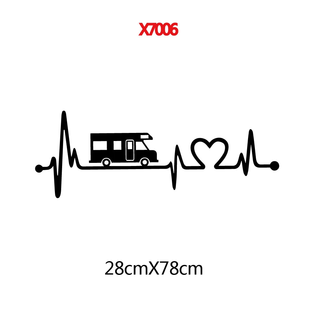For Caravan Body Decor Camper Decal Electrocardiogram Graphics