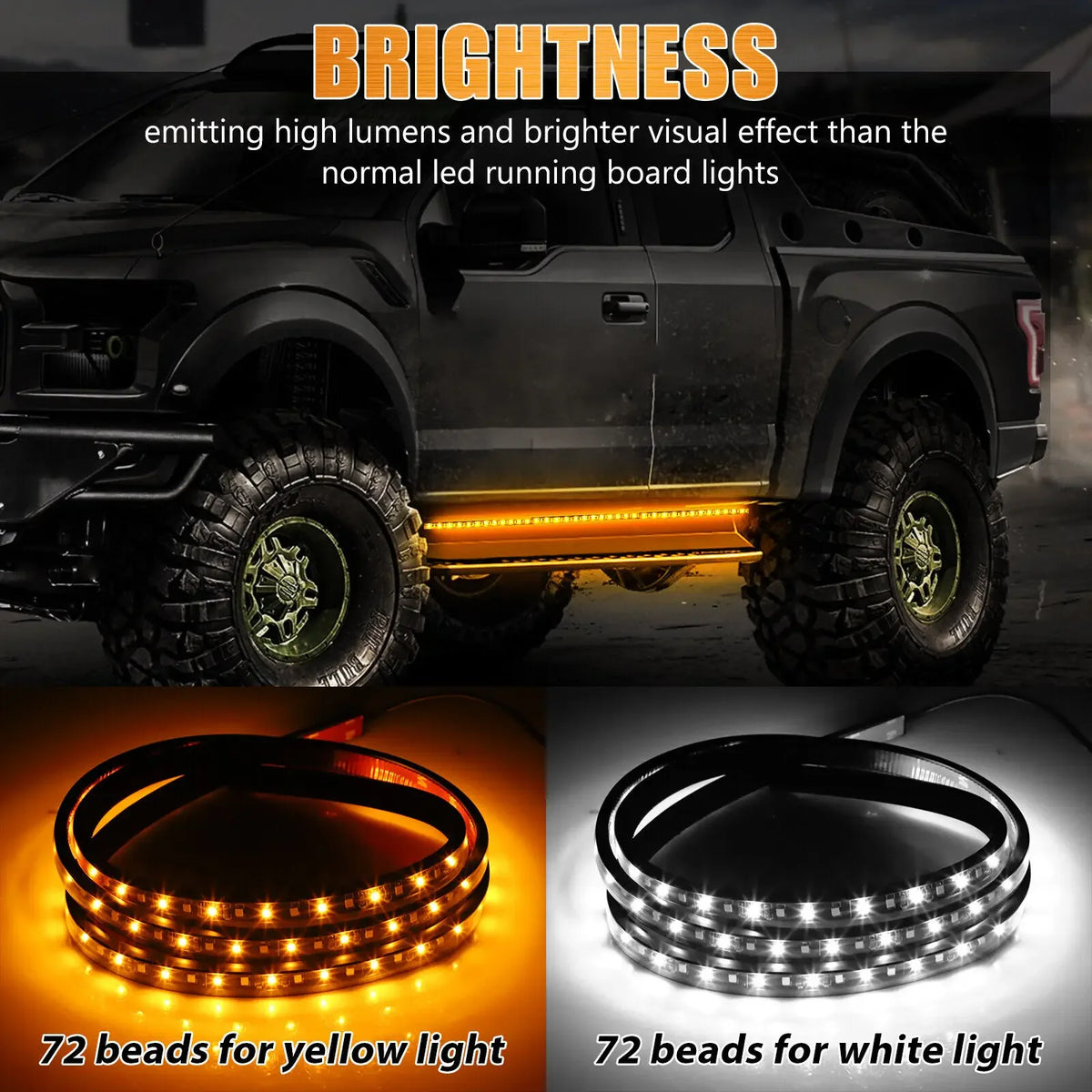2X Running Board Drl Side Step Strip Bar White