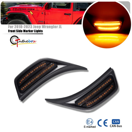 For Jeep Wrangler Jl 2018-2023 & Amber Front Bumper Side Marker