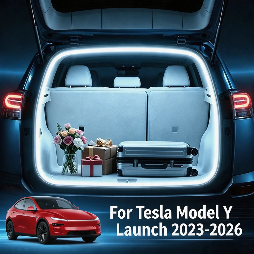 Car LED Trunk Light Strip For Tesla Model Y Launch Bar Cargo Lamp Tailgate Ambient Lighting Rear Boot Light Auto Interio