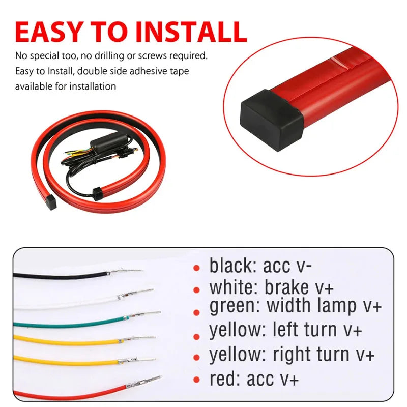 12V Flexible Strip multi-mode Rear Tail Warning Turn Signal