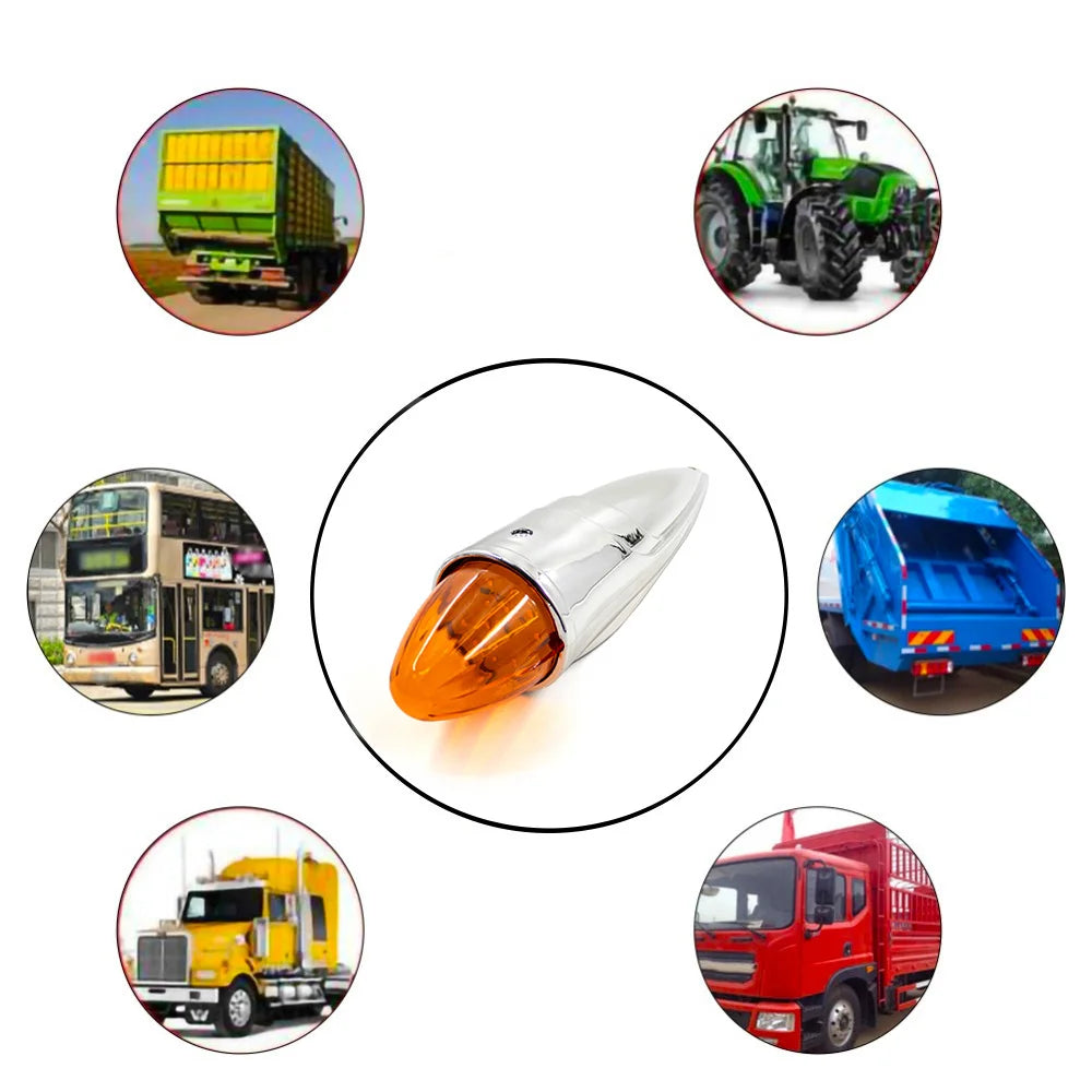For Pickup 1PC 12V 24V 18LED Yellow Cover Electroplated Shell