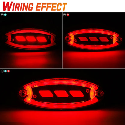 10PCS Oval Side Marker Red Yellow Waterproof Signal Brake