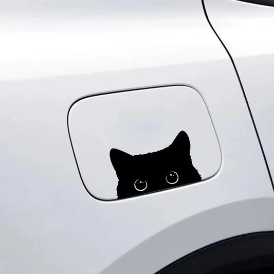 Sticker Cartoon Cat Black Big Eyes Vinyl Cover Waterproof