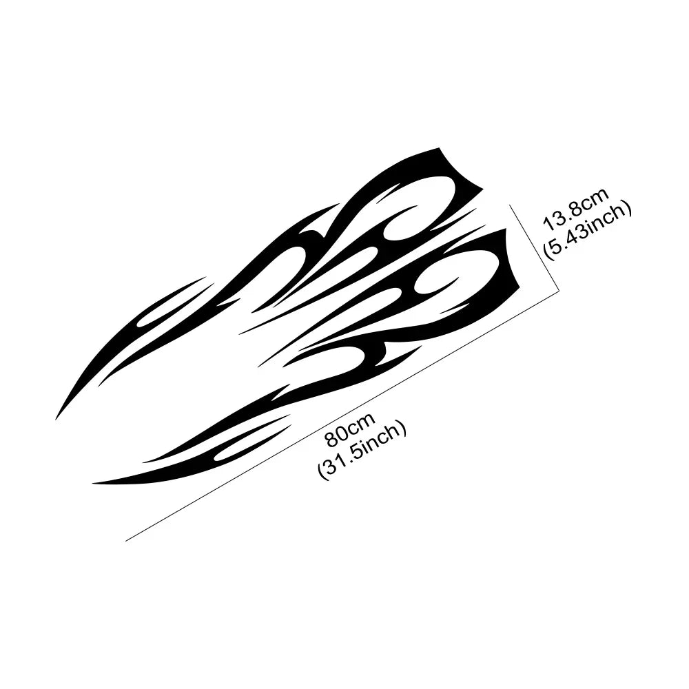 Engine Hood Stripe Sticker Flame Pattern Racing Sports Body