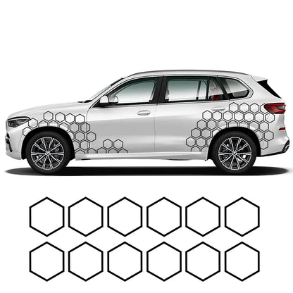 6PCS Honeycomb Stickers Sport Side Door Personalized Automobile