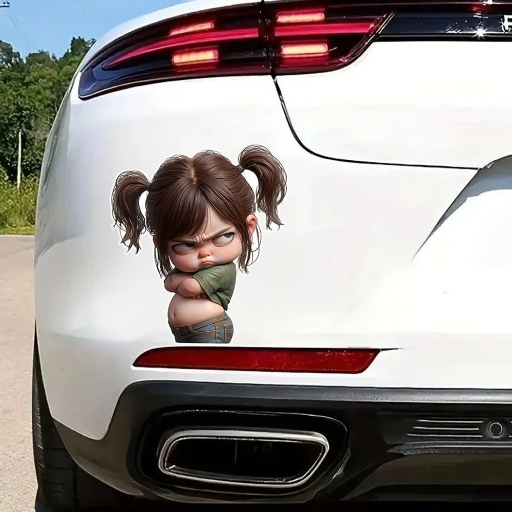 For Laptop 11.5x13cm Angry Girl Cartoon Vinyl Decal