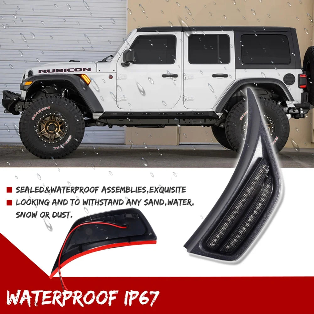 For Jeep Wrangler Jl 2018-2023 & Amber Front Bumper Side Marker