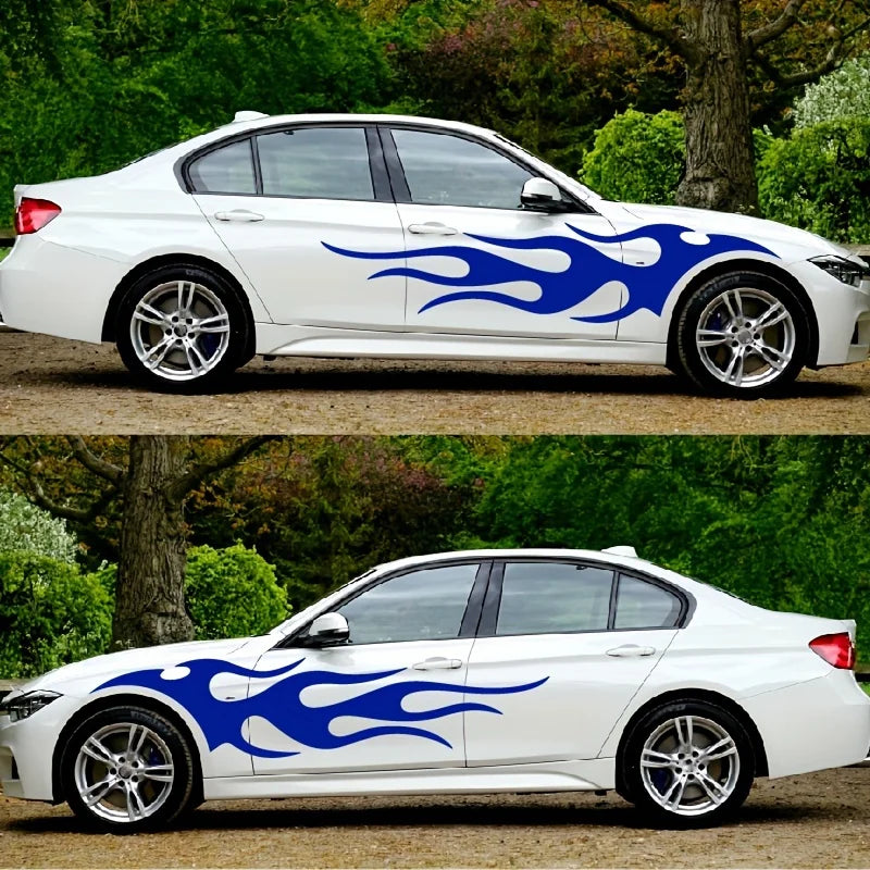4PCS Fashion Stickers Flames Flaming Body Stripe Door Decals