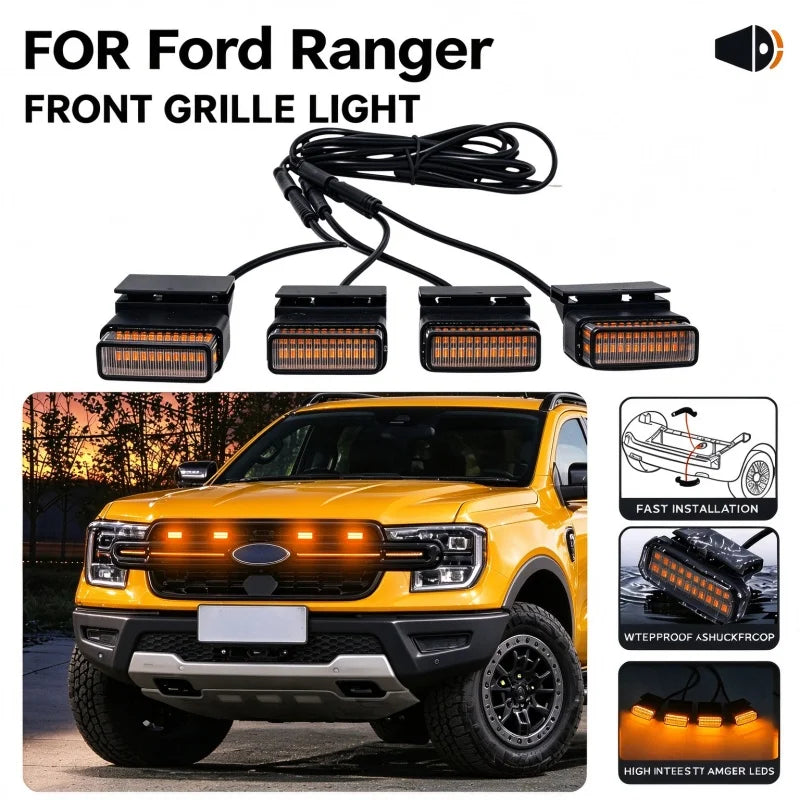 For Ford Ranger 24 Front Grille Daytime Running Wheel Eyebrow