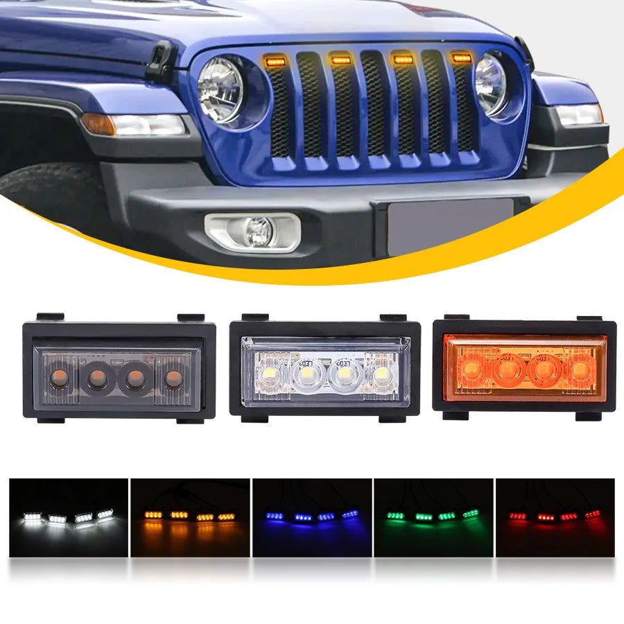 For 2018-2023 Wrangler Jl Front Grille Amber 12V Pickup Truck