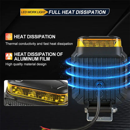 2PCS Square Strobe Warning White Amber Flash Beacon Signal