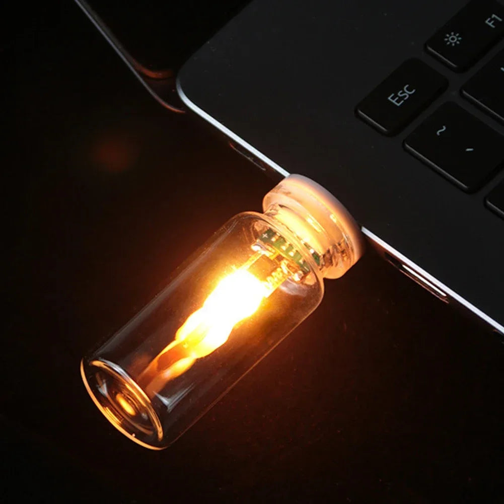 Flame Shape Yellow Warm Bulb Retro USB Filament Night