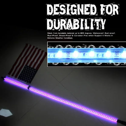 1PC 4FT RGB Flagpole Adjustable ATV off-road Brake Remote