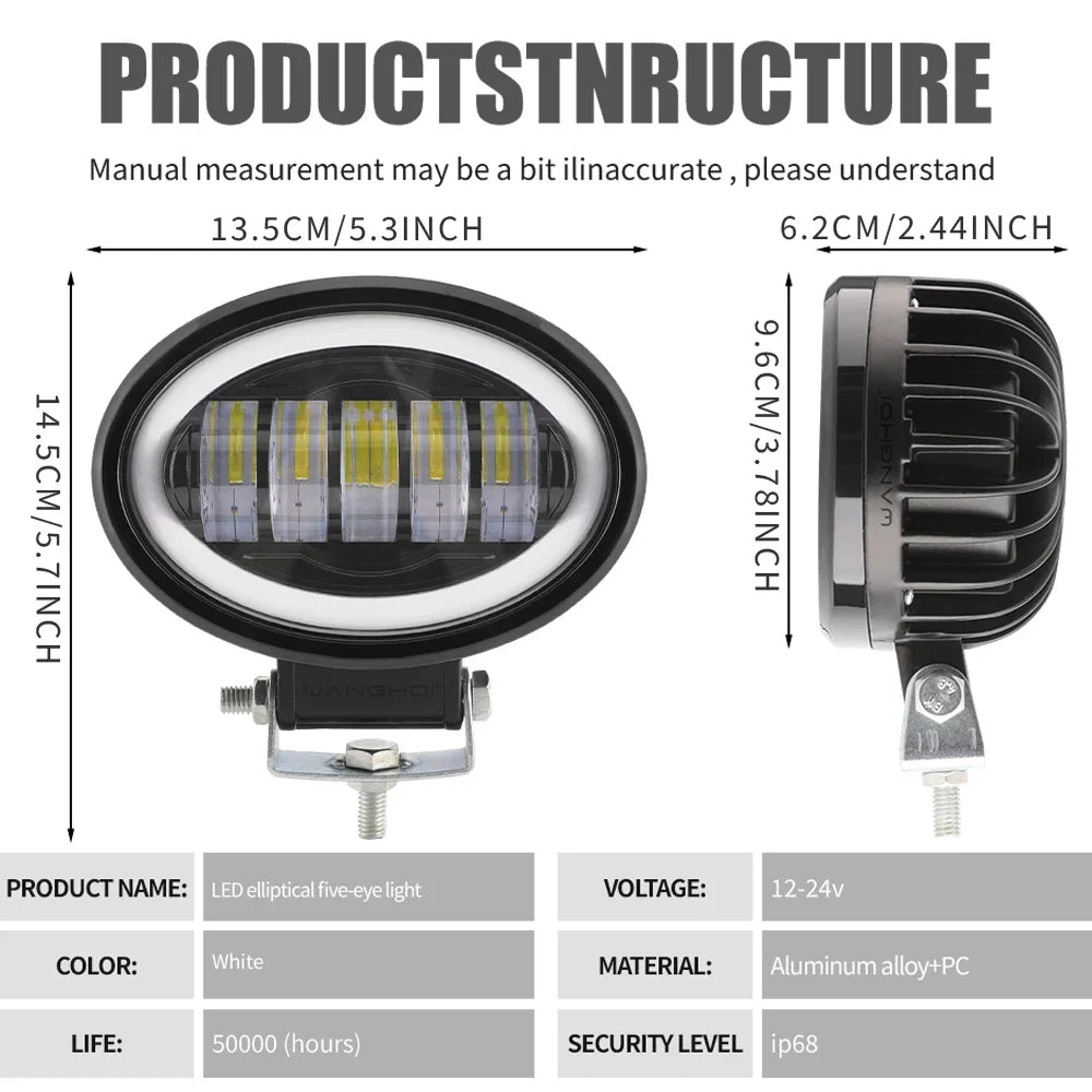 For Off Road Motorcycle ATV Utv Round Pods Drl Angel Eyes
