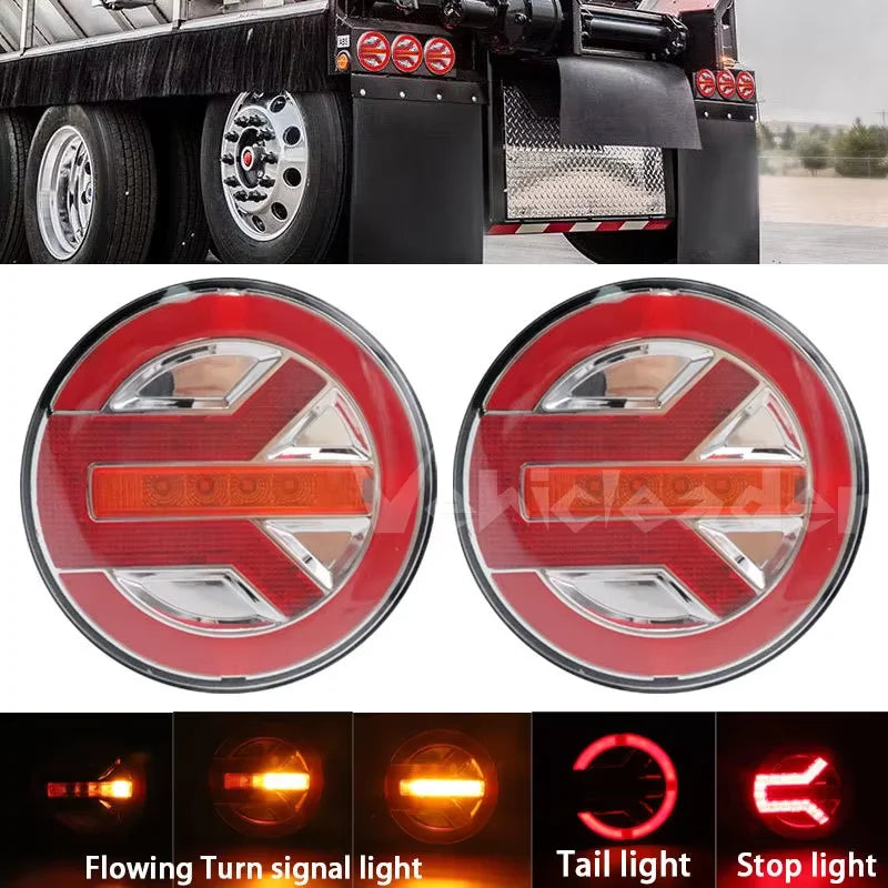 Truck Round Tail Drl Rear Brake Dynamic Turn Signal