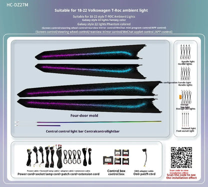 For T-ROC 2018-2025 Ambient Light Atmosphere Atmosphere