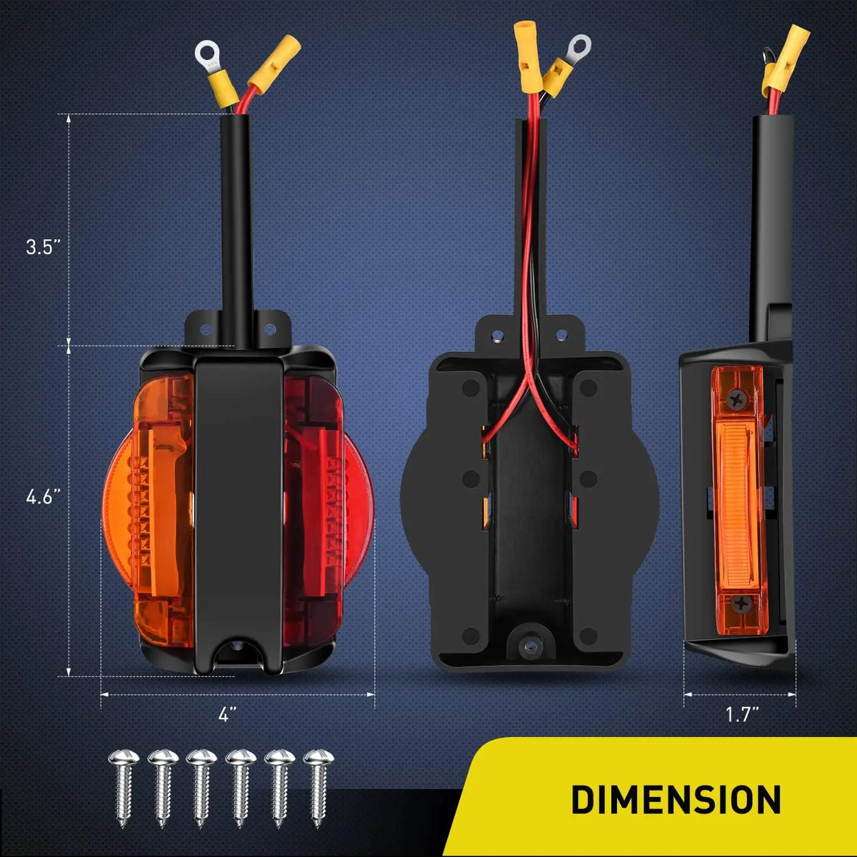 Nilight 2PCS Trailer Fender Pre Wired Clearance Marker Amber