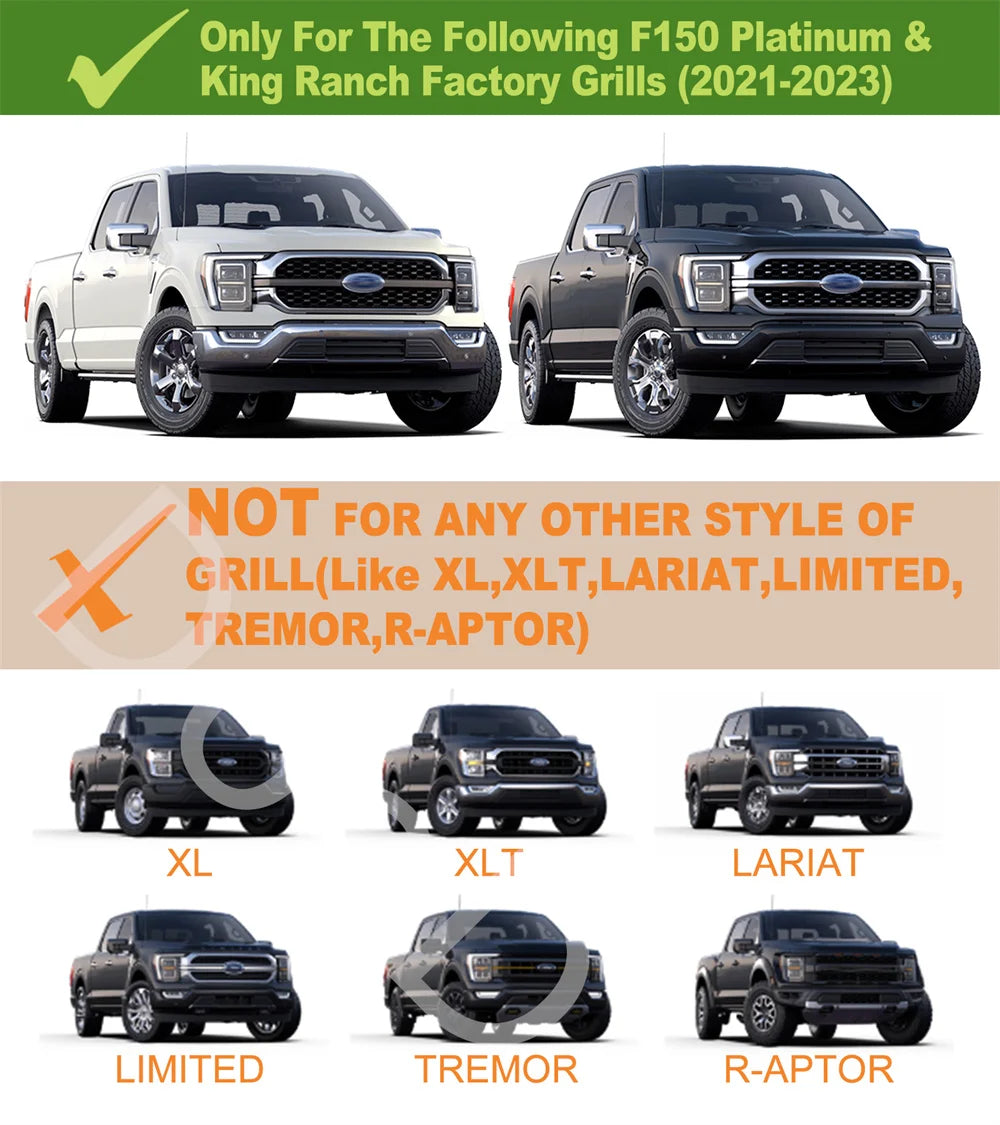 For 2021 2022 2023 Ford F-150 Grills Grille Fit F150 Platinum