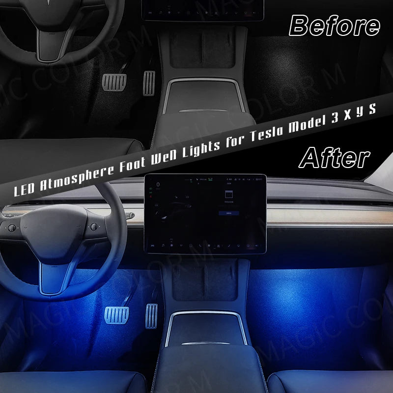 For Tesla Model 3 Y S Atmosphere foot-well X ultra-bright