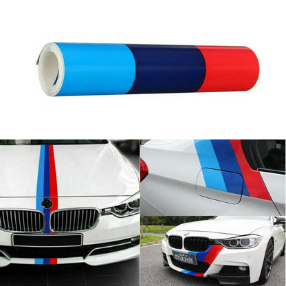 For BMW 117" 4.5m Sticker M Color Stripes Rally Side Hood Racing