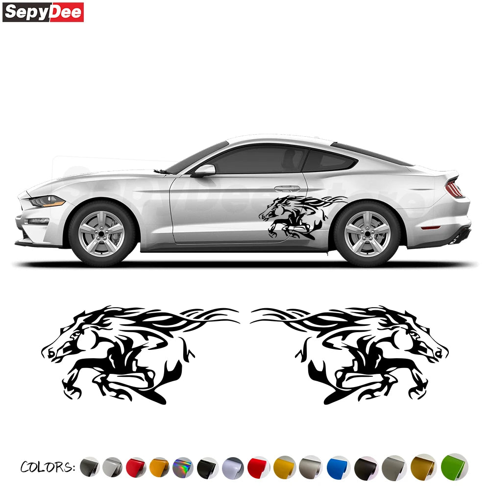 For Mustang Challenger Porsche Ford Pickup Running Horse Side