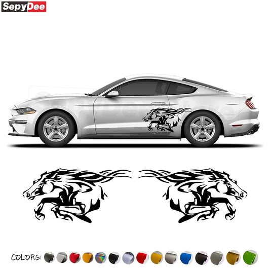 For Mustang Challenger Porsche Ford Pickup Running Horse Side