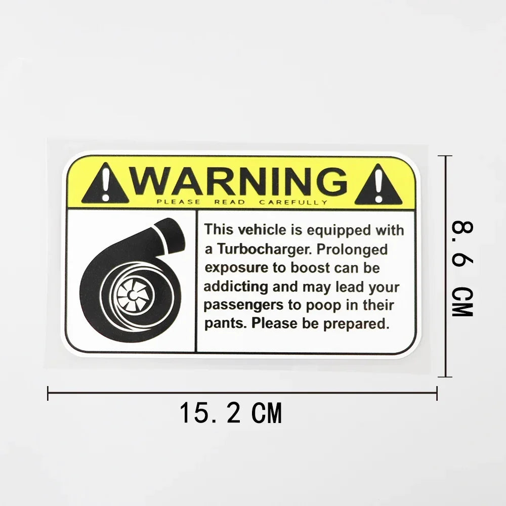 Sticker Funny Warning Sign Turbo Boost Decal Pvc 15.2cm