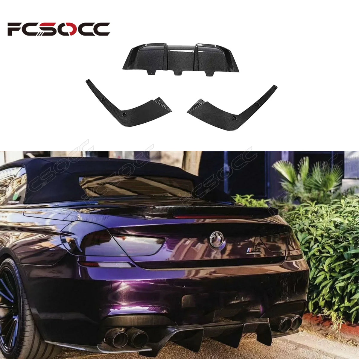 For BMW F06 F12 F13 M6 Series Carbon Fiber Rear Bumper Diffuser