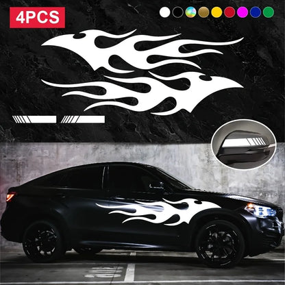 4PCS Fashion Stickers Flames Flaming Body Stripe Door Decals