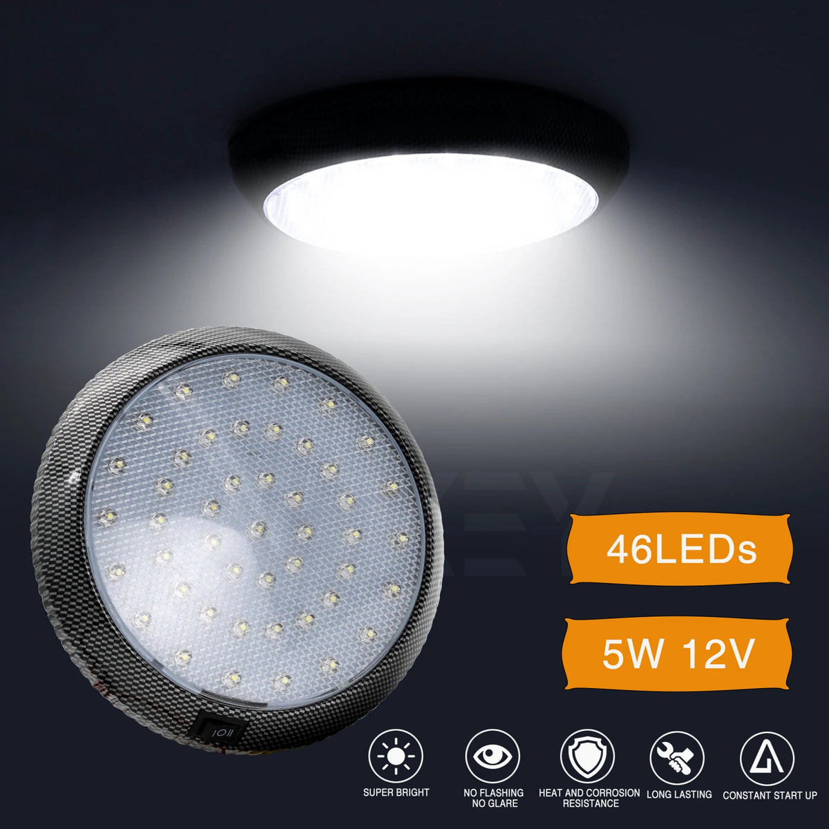 Chrome Interior Roof Ceiling Dome 12V White Courtesy Blinker