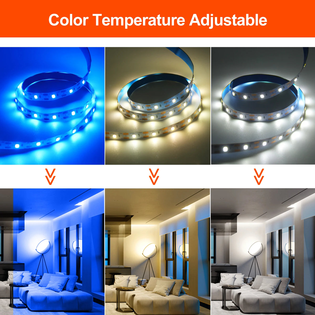 USB Strip dc5v 2835 Flexible Tape Warm Cold White