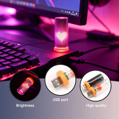 MINI USB Heart Ambient Mood Plug Play Romantic Love