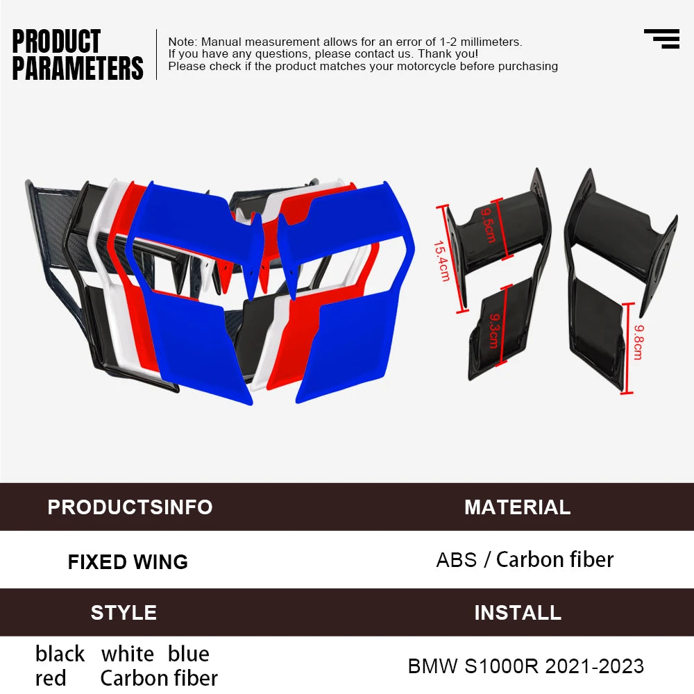 For BMW S1000R M1000R S1000 R Carbon Paint Fairing Fixed Wings