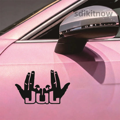 Funny Jul Finger Sticker Motorbike Bike Helmet Waterproof Vinyl