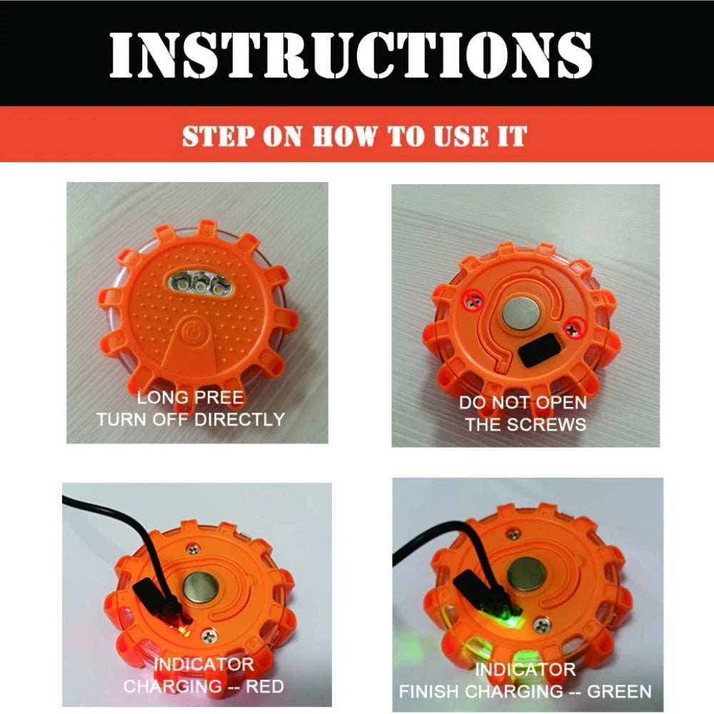 USB Rechargeable Road Flares Emergency Roadside Warning Safety