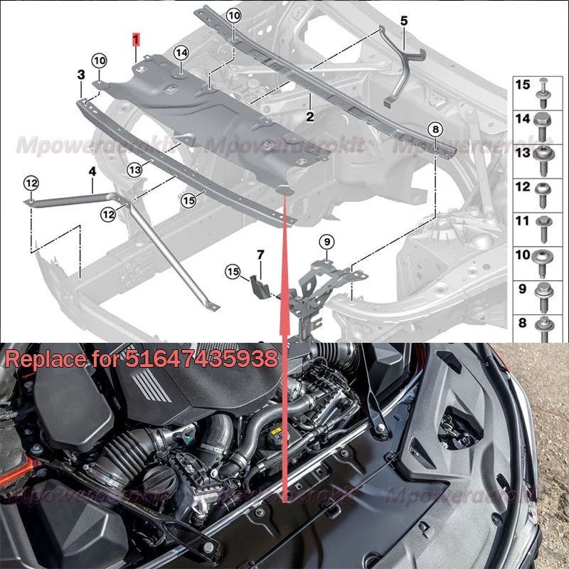 For BMW G30 G31 G14 G15 Water Tank Cover Plate G16 530I 540I