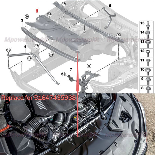 For BMW G30 G31 G14 G15 Water Tank Cover Plate G16 530I 540I