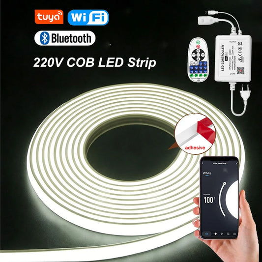 For Outdoor Dimmable Cob Strip 220V 288leds M Tuya Wifi Bluetooth