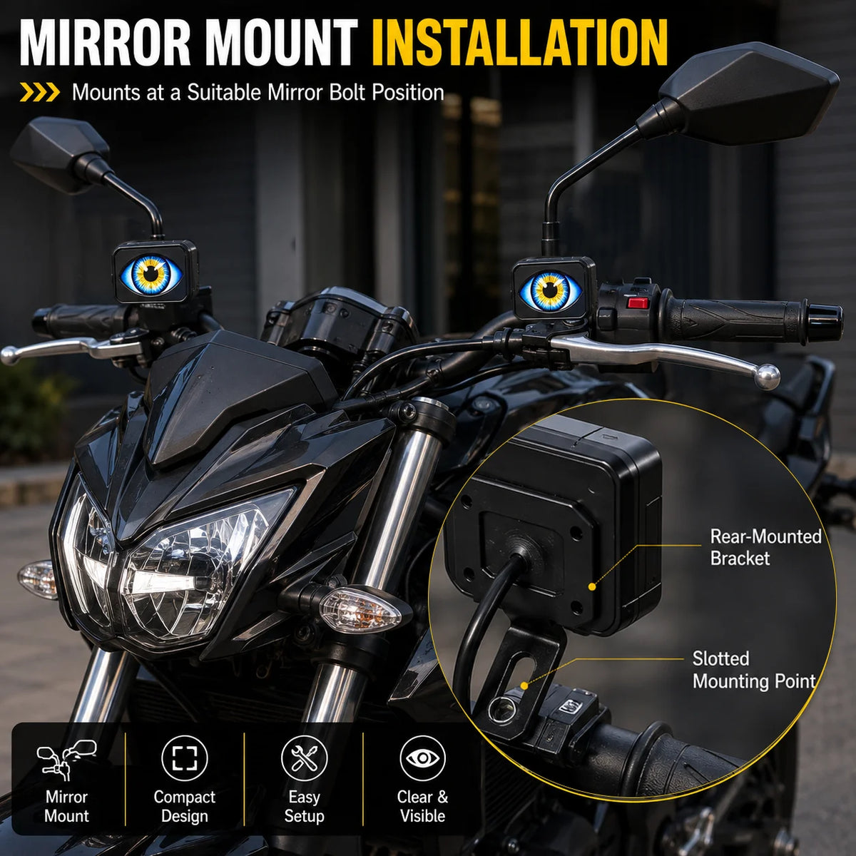 In Motorcycle Devil Eyes Mirror Dynamic Motorbike Demon Wireless