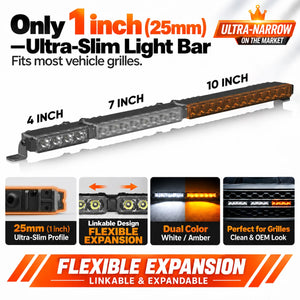 Oga 2PC ultra-slim 1inch Bar Fit Most Grilles Spliceable